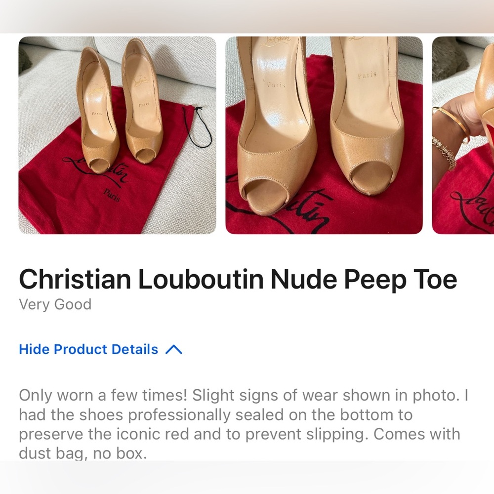 Authentic Christian Louboutin Nude Peep Toe Women's Shoes size 6